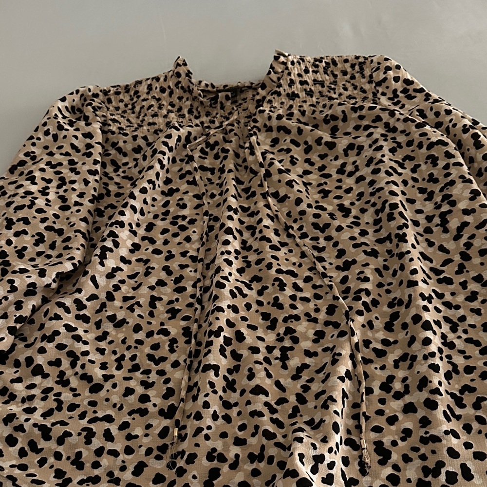 Ann Taylor Tan and Black Patterned Blouse